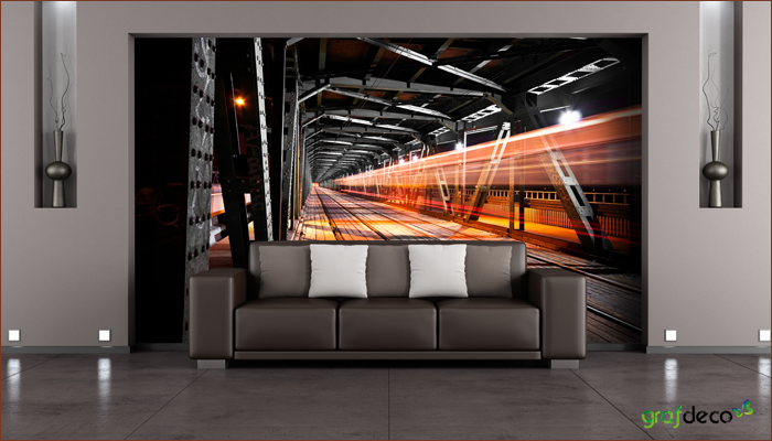 Fototapety mosty - wizualizacja mostu kolejowego w salonie